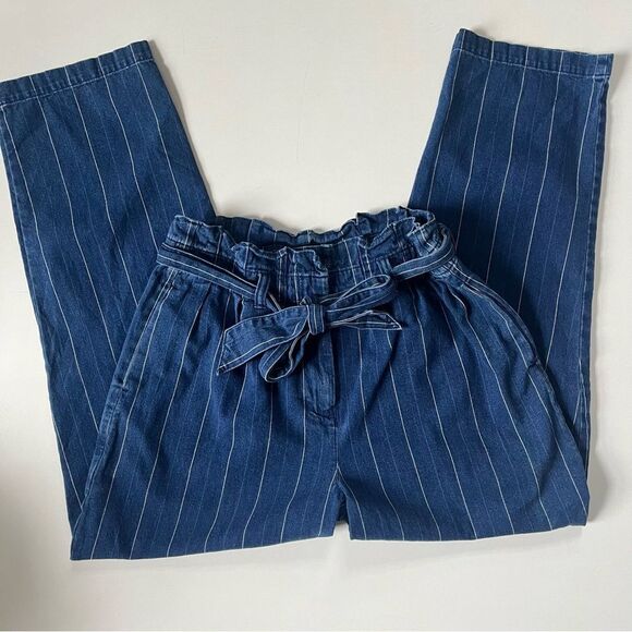 J.Crew Paper-bag pant in indigo stripe - Picture 3 of 8
